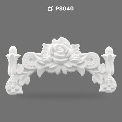 Polyurethane Decorative Rose Pediment Wall Ornament