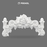 Polyurethane Decorative Carved Rose Pediment Ornament