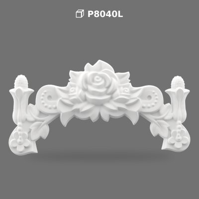 Polyurethane Decorative Carved Rose Pediment Ornament
