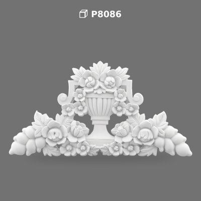 Polyurethane Decorative Floral Urn Relief Ornament