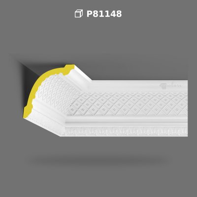 Poliüretan Relief Patterned Ceiling Cornice Profile