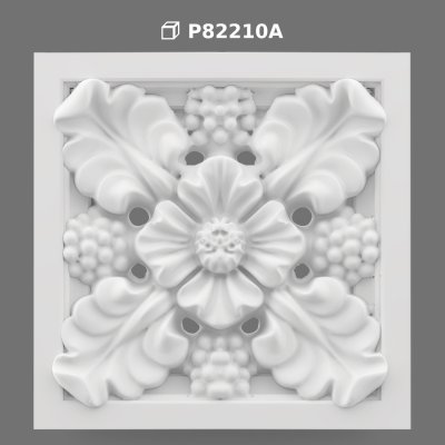 Poliüretan Square Floral Relief Ornament Panel