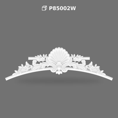 Poliüretan Ornate Arch Pediment with Floral and Shell Motif