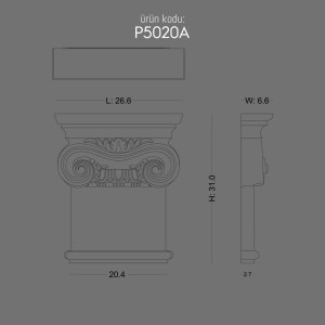 Kolumny dekoracyjne wykonane z lekkiego i trwałego poliuretanu prezentują eleganckie korynckie kapitele o bogatym zdobieniu akantowym. Smukłe, prostokątne trzonki utrzymane są w geometrycznym rytmie paneli i listew, co n