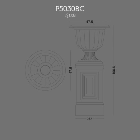 P5030BC Seti Vazo Poliuretani me Dizajn Kolone Dekorative