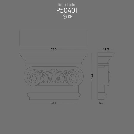 P5040I Polyurethane Pilaster Column Ionic Capital Decorative Design