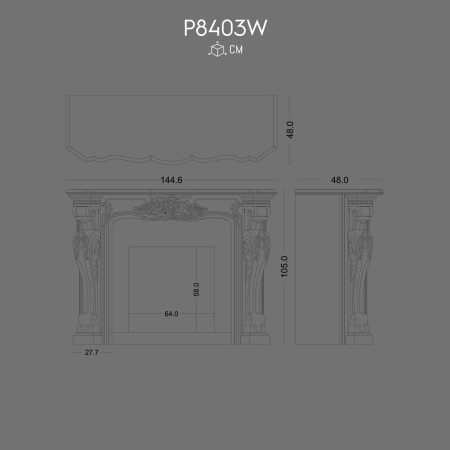 P8403W Polyurethane Fireplace Decorative Elegant Design