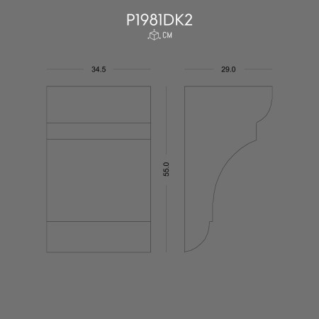 P1981DK2 Wood Beam Bracket Solid Polyurethane Design