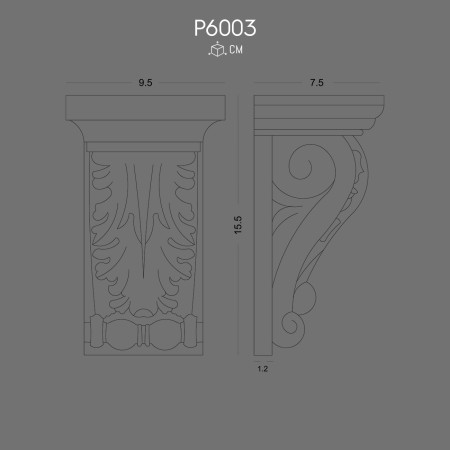 Polyurethane Bracket P6003 Decorative Design Element