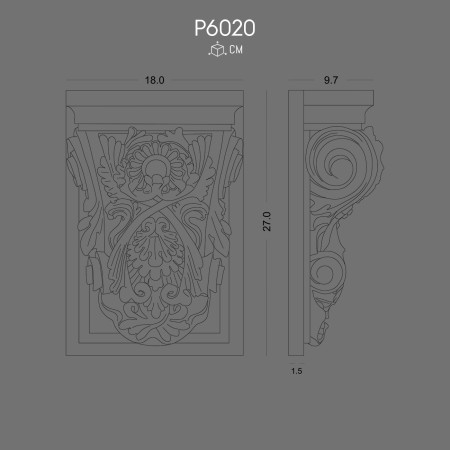 Polyurethane P6020 Bracket Decorative Wall Design