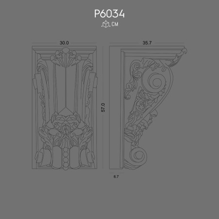 P6034 Polyurethane Bracket Decorative Design and Style Elements