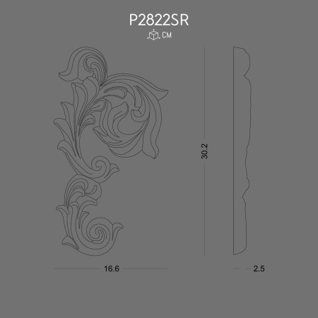 P2822SR Polyurethane Ornament Wall Accessories and Decorative Motifs