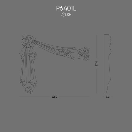 P6401L Polyurethane Decoration with Elegant Floral and Draped Design