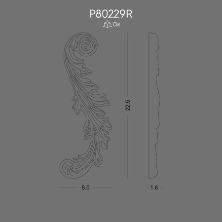 P80229R Polyurethane Decoration Leaf Scroll Model