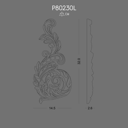 Polyurethane Decoration P80230L Ornamental Design with Elegant Leaf Motifs