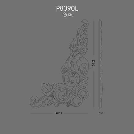 P8090L Polyurethane Decorative Ornament with Elegant Leaf Motifs
