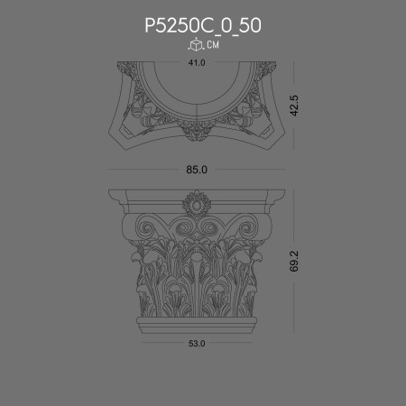 P5250C50 Column Capital Ottoman inspired polyurethane design