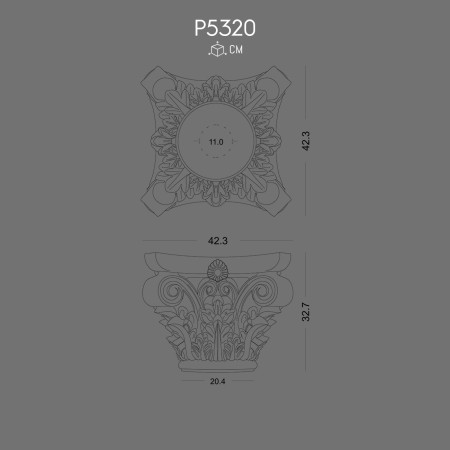 P5320 Polyurethane Column Capital Durable Decorative Design