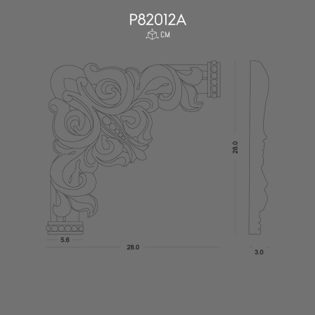 P82012A Decorative Polyurethane Patterned Moulding Corner