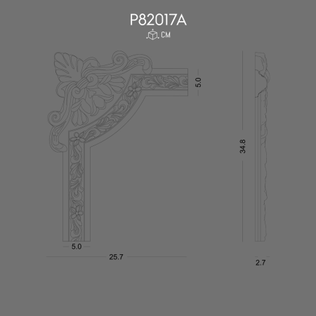 P82017A Decorative Moulding Corner Polyurethane Wall Profile Motif