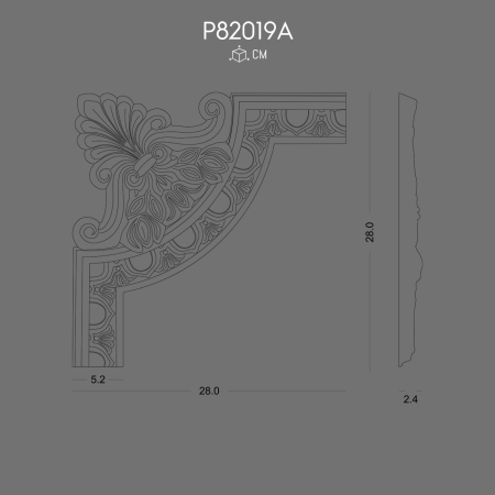 P82019A Decorative Moulding Corner Polyurethane Design