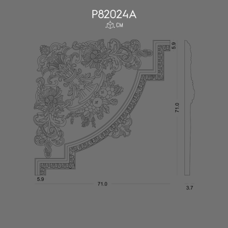 P82024A Decorative Moulding Corner Polyurethane Design