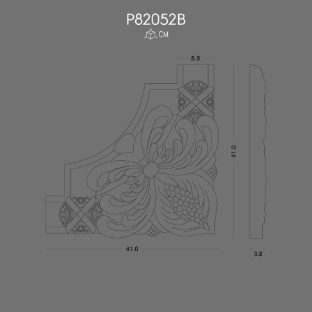 P82052B Decorative Molding Corner Polyurethane Wall Ornament