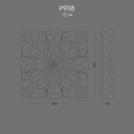 P9118 Ornament Floral Motif Decorative Polyurethane Design