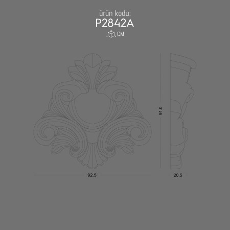Polyurethane Crown P2842A Decorative Wall Crown with Ornamental Motifs