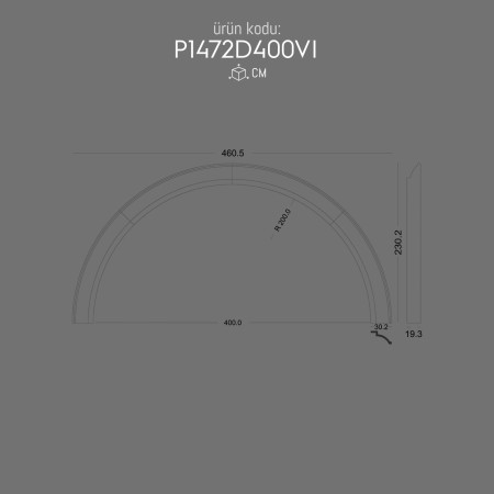 P1472D400VI Harku i Lakuar Rrethor për Dekorim Fasade