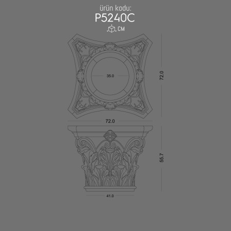 P5240C Polyurethane Column Capital Byzantine Roman Greek Iconic Design