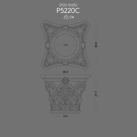 P5220C Byzantine Roman Greek polyurethane column capital prices Decorative Doric Ionic Corinthian Column and Capital