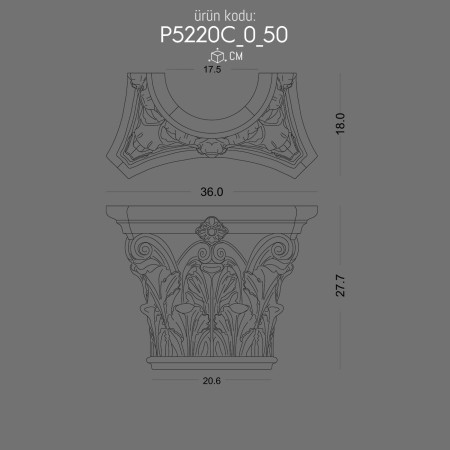 P5220C50 Byzantine Roman Greek polyurethane column capital Decorative Doric Ionic Corinthian Column and Capital