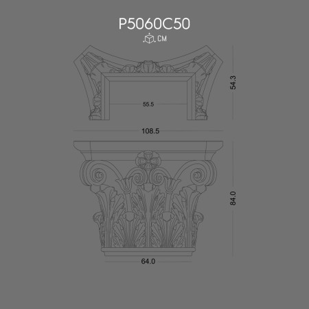 P5060C50 Polyurethane interior and exterior pilaster column capital Column and Capital decorations