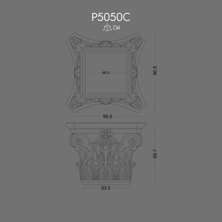 P5050C Doric Ionic Corinthian Polyurethane pilaster column capital Decorative columns