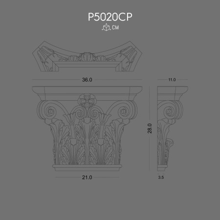 P5020CP Doric Ionic Corinthian Polyurethane pilaster column capital price Decorative columns