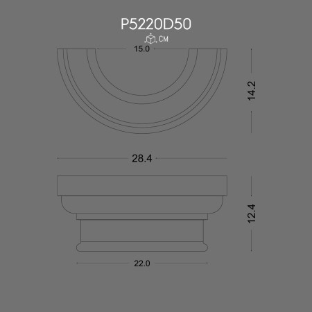 Polyurethane Column Capital P5220D50 Decorative Design
