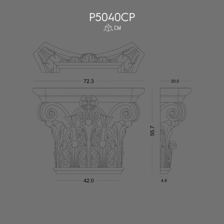 P5040CP Polyurethane interior and exterior pilaster column capitals manufacturing, Column and Capital decorations