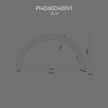 P14D60D400VI Polyurethane Decoration Polyurethane Precast Facade Coating Exterior Decorative Polyurethane Window Edge Arch Curve Round Arc Jamb Models
