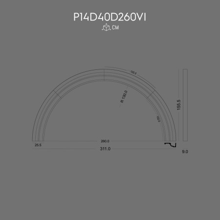 P14D40D260VI Polyurethane Decoration Wall Exterior Facade Patterned polyurethane window sill Arch Curve Round Arc Jamb models