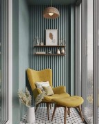 Modern classic corner with polyurethane strip wall and geometric floor