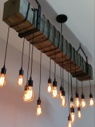 Rustic Polyurethane Wooden Chandelier with Exposed Bulb Design