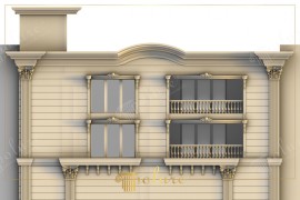 Poliurethan Villa Dekoration mit antiken Säulen und klassischer Fassadengestaltung Klassische Fassadenkunst mit PoliurethanDie hier gezeigte Architektur betont die Harmonie zwischen moderner Fertigung und traditionellen 