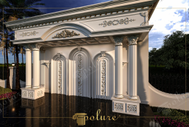 Polyurethane Classical Decorative Entrance with Ornamental Columns and Reliefs