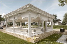 Elegant Classic Polyurethane Gazebo with Ornamental Columns and Decorative Motifs