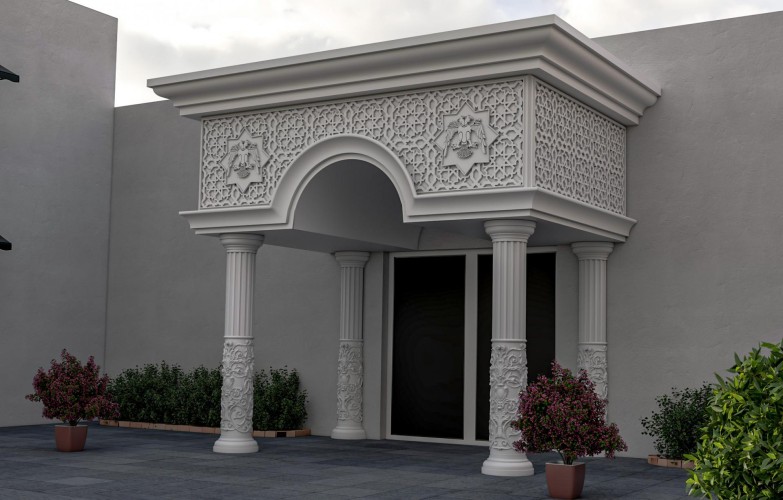 Κλασικές Πολυουρεθανικές Είσοδοι με Ανάγλυφα Μοτίβα και Νέες Τάσεις <h2>Κλασική Διακόσμηση Εισόδων με Πολυουρεθάνη</h2><p>Η χρήση της <strong>πολυουρεθάνης</strong> σε εξωτερικές εισόδους έχει γίνει ιδιαίτερα δημοφιλής χάρη στην αντοχή και την ευελιξία της. Το υλικό αυτό επιτρέπει την εφαρμογή περίτεχνων γεωμετρικών και φυτικών μοτίβων που παραπέμπουν σε κλασικά αρχιτεκτονικά στοιχεία.</p><p>Το ανάγλυφο διακοσμητικό στην ανώτερη ζώνη της εισόδου συνδυάζει συμμετρικές <strong>γεωμετρικές μορφές</strong> με εμβλήματα όπως ο δικέφαλος αετός, σύμβολο ισχύος και δυναμικής παρουσίας. Η αψίδα που δεσπόζει στο κέντρο μαλακώνει την αυστηρότητα της γεωμετρίας και δημιουργεί ένα αίσθημα φιλοξενίας.</p><p>Οι κίονες στηρίζονται σε Ιωνική τεχνοτροπία, με ραβδώσεις και περίτεχνα <strong>φυτικά μοτίβα</strong> στη βάση, δίνοντας ζωντάνια και ανάγλυφη λεπτομέρεια. Οι διακοσμήσεις θυμίζουν κάποιες ιστορικές αναφορές από την κλασική και βυζαντινή περίοδο, όπου η τέχνη συνδύαζε λειτουργικότητα και πλούσιο συμβολισμό.</p><h2>Σύγχρονες Τάσεις και Ιδέες</h2><p>Στη σύγχρονη αρχιτεκτονική, οι είσοδοι με <strong>ανάγλυφα σχέδια</strong> χρησιμοποιούνται τόσο σε κατοικίες όσο και σε επαγγελματικά κτίρια. Η πολυουρεθάνη διατηρεί την ελαφρότητα και την πρακτικότητα, ενώ η αισθητική της προκαλεί μια αίσθηση πολυτέλειας.</p><ul><li>Αντοχή σε καιρικές συνθήκες</li><li>Εύκολη προσαρμογή σε διαφορετικά στυλ</li><li>Πλούσιες επιλογές σε <strong>διακοσμητικά μοτίβα</strong></li><li>Συνδυασμός παράδοσης και καινοτομίας</li></ul><p>Η επιλογή τέτοιων εισόδων προσφέρει στους ιδιοκτήτες μια μοναδική εμπειρία και μετατρέπει τον χώρο υποδοχής σε ένα σημείο αναφοράς με διακριτική πολυτέλεια.</p>
<p>Η εξωτερική είσοδος με πολυουρεθάνη προσφέρει διαχρονική κομψότητα. Οι κολώνες με ανάγλυφα φυτικά μοτίβα δημιουργούν ιδιαίτερη αισθητική. Η αψιδωτή μορφή προσδίδει φιλοξενία και σταθερότητα. Τα γεωμετρικά σχέδια στην ανώτερη ζώνη ενισχύουν την ισορροπία. Ο δικέφαλος αετός λειτουργεί ως συμβολικό στοιχείο δύναμης. Η πολυουρεθάνη διασφαλίζει αντοχή και λειτουργικότητα. Τα <strong>διακοσμητικά μοτίβα</strong> αναδεικνύουν την κλασική παράδοση. Οι λεπτομέρειες στις κολώνες θυμίζουν ιστορικές αναφορές. Ο συνδυασμός παράδοσης και καινοτομίας είναι εμφανής. Τα <strong>γεωμετρικά μοτίβα</strong> δημιουργούν ρυθμική επανάληψη. Ο χώρος υποδοχής αποκτά κύρος και πολυτέλεια. Η σύγχρονη αρχιτεκτονική αξιοποιεί κλασικά στοιχεία. Τα <strong>ανάγλυφα σχέδια</strong> προσθέτουν βάθος και χαρακτήρα. Η συμμετρία χαρίζει μια αίσθηση ηρεμίας. Το τελικό αποτέλεσμα ολοκληρώνει μια μοναδική εμπειρία εισόδου.</p>