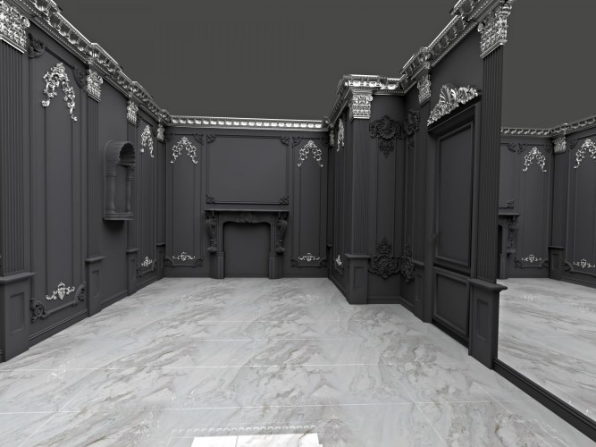 Klassisches Geschäft mit Polyurethan-Details und luxuriösem Interieur <h2>Klassisches Interieur mit Polyurethan-Details</h2><p>Das Design vereint traditionelle Eleganz mit moderner Fertigungstechnik. Die <strong>Polyurethan-Ornamente</strong> an den Wänden zeigen fein gearbeitete, florale Motive, die an barocke und rokokoartige Vorbilder erinnern. Besonders markant ist der dekorative Kamin, dessen geschwungene Formen klassizistische Anklänge haben und von künstlerischen Voluten getragen werden.</p><p>Die Wände sind mit dunklen Paneelen strukturiert, die durch symmetrisch angeordnete <strong>Reliefmotive</strong> belebt werden. Silberne Akzente heben die Ornamentik hervor und erzeugen ein Zusammenspiel von Licht und Schatten, das den Räumen eine feierliche Atmosphäre verleiht. Die glänzende <strong>Marmoroberfläche</strong> des Bodens kontrastiert mit den matten Wandflächen und bringt zusätzliche Tiefe in das Interieur.</p><h2>Historische Inspiration</h2><p>Die reich verzierten Gesimse greifen historische Stilelemente der <strong>Klassik</strong> auf. Diese Art von Dekoration, die ursprünglich in Palästen und repräsentativen Gebäuden Verwendung fand, verkörpert heute zeitlose Eleganz. Polyurethan ermöglicht es, diese traditionellen Formen in moderner Leichtigkeit und Präzision neu zu interpretieren.</p><ul><li>Luxuriöse Polyurethan-Reliefs</li><li>Dunkle Wandpaneele mit Kontrastakzenten</li><li>Marmorierte Bodenflächen</li><li>Kamin mit filigranen Details</li></ul>

<p>Dieses Interieur verbindet klassische Ästhetik mit präziser Fertigung. Die dunklen Wände sind durch feine <strong>Polyurethan-Details</strong> verziert. Jede Ecke enthält kunstvolle Ornamente, die eine barocke Eleganz vermitteln. Der Kamin wird zum Zentrum, geschmückt mit filigranen <strong>Reliefmotiven</strong>. Silberne Verzierungen setzen glanzvolle Akzente. Der Boden besteht aus poliertem <strong>Marmor</strong>. Seine hellen Adern bilden einen starken Kontrast zu den dunklen Oberflächen. Die symmetrische Anordnung der Dekore schafft Balance. Der Raum wirkt sowohl repräsentativ als auch einladend. Die Verwendung von Polyurethan erlaubt feine Strukturen. Historische Vorbilder inspirierten die Gestaltung. Trotz klassischem Charakter erscheint die Ausführung modern. Hohe Wände betonen die Vertikalität. Übergänge zwischen Decke und Wand sind reich dekoriert. Insgesamt entsteht ein harmonisches Zusammenspiel von Tradition und Innovation.</p>