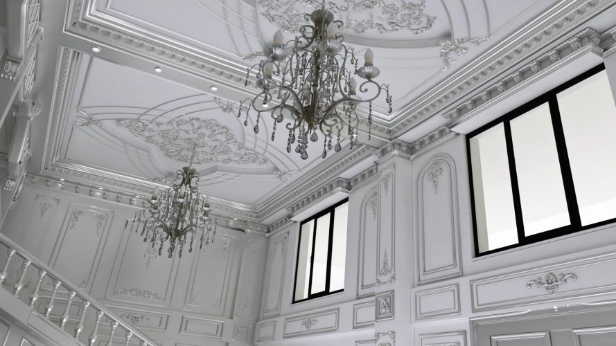 Poliuretan i klasyczna elegancja w aranżacji wnętrz <h2>Elegancja klasycznych detali poliuretanowych</h2><p>Kombinacja wyrafinowanych zdobień wykonanych z <strong>poliuretanu</strong> nadaje wnętrzu charakter ponadczasowej estetyki. Panelowe ściany wzbogacone reliefami o florystycznych i geometrycznych formach nadają rytm przestrzeni i podkreślają harmonię kompozycji. Delikatne motywy roślinne kontrastują z prostolinijnymi ramami, tworząc subtelny dialog między tradycją a nowoczesnością.</p><p>Na suficie znajdują się rozbudowane <strong>rozetowe</strong> wzory, które harmonijnie otaczają żyrandole i podkreślają centralny punkt aranżacji. Te elementy, inspirowane estetyką baroku i klasycyzmu, tworzą wizualny przepych i elegancję. Nawiązanie do porządków architektonicznych, takich jak pilastry czy gzymsy, przypomina o tradycjach europejskiej sztuki dekoracyjnej.</p><h2>Kunszt światła i proporcji</h2><p>Żyrandole o misternych ramionach zdobionych kryształami nadają blask całemu wnętrzu. Ich połysk potęguje efekt dekoracyjnych sztukaterii, a całość emanuje poczuciem luksusu i równowagi. Zastosowanie <strong>symetrii</strong> oraz kontrast czystej bieli z refleksami światła tworzy przestrzeń pełną klasy i wyjątkowego klimatu.</p><p>Tak opracowana aranżacja, w której <strong>ornamenty</strong> i detale współgrają z harmonią bryły, stanowi współczesne odwołanie do historycznego piękna. To wnętrze nie tylko budzi zachwyt estetyczny, ale również przybliża ducha minionych epok we współczesnym wydaniu.</p>

<p>Wnętrza zdobione elementami z <strong>poliuretanu</strong> emanują klasycznym pięknem. Każdy detal ścian i sufitów został zaprojektowany z dbałością o proporcje. Rozety i <strong>sztukaterie</strong> podkreślają symetrię oraz elegancję przestrzeni. Delikatne ornamenty roślinne wprowadzają lekkość do formalnej kompozycji. Żyrandole z kryształami wzbogacają aranżację migotliwym blaskiem. Ich forma doskonale współgra z geometrycznymi liniami sufitu. Zastosowana <strong>symetria</strong> sprawia, że całość nabiera harmonii. Białe powierzchnie odbijają światło i powiększają optycznie wnętrze. Połysk kryształów nadaje przestrzeni splendoru. Gzymsy i pilastry przywołują tradycje klasycznej architektury. Inspiracje barokowe i klasycystyczne stanowią istotny element całości. Całość aranżacji zapewnia efekt luksusu oraz ponadczasowości. Każdy detal dekoracyjny ma znaczenie w finalnym odbiorze. Wnętrze zachwyca równowagą między sztuką a funkcjonalnością. To przykład jak <strong>ornamenty</strong> i proporcje mogą tworzyć unikalną atmosferę.</p>