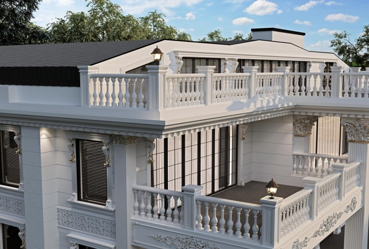 Eleganti modelli di design per facciate esterne di ville in poliuretano classico <h2>Design classico e dettagli raffinati</h2><p>Le facciate di villa realizzate in <strong>poliuretano</strong> rappresentano una soluzione innovativa e durevole, capace di assicurare leggerezza e stabilità. Questo materiale permette la creazione di <strong>decori classici</strong>, dalle balaustre alle cornici, con un'elevata precisione nei motivi geometrici e floreali.</p><p>Osservando la villa, si notano balaustre eleganti disposte lungo balconi e terrazze. Le colonne con scanalature verticali e capitelli arricchiti da dettagli dorati richiamano lo stile <strong>neoclassico</strong>, offrendo al tempo stesso un aspetto maestoso e innovativo. I fregi ornamentali, ornati con motivi floreali stilizzati, conferiscono ulteriormente raffinatezza all’intera struttura.</p><h2>Motivi ornamentali e armonia architettonica</h2><p>La ripetizione delle forme cilindriche nelle balaustre crea un ritmo visivo bilanciato. Gli elementi dorati sui capitelli e sotto i cornicioni impreziosiscono la facciata e ne amplificano la monumentalità. Tradizionalmente, tali motivi sono ispirati al classicismo romano e greco, che già nei secoli scorsi valorizzava colonne e rilievi per esaltare l’imponenza degli edifici.</p><p>Il poliuretano rende possibile riprodurre con estrema precisione tali dettagli decorativi, offrendo anche resistenza agli agenti atmosferici. La leggerezza del materiale consente un’applicazione rapida ed efficace, mantenendo un risultato di altissimo livello estetico e una lunga durata nel tempo.</p><ul><li>Balaustre simmetriche con volute affusolate</li><li>Capitelli arricchiti con dettagli dorati</li><li>Fregi floreali scolpiti</li><li>Colonne a scanalatura verticale</li></ul><p>Così il design esterno diventa al tempo stesso funzionale e scenografico, perfetto per chi desidera una villa dal forte impatto visivo.</p>

<p>Il design delle facciate in <strong>poliuretano</strong> consente di ottenere risultati eleganti e durevoli. Le balaustre classiche donano un ritmo armonico all’architettura. I dettagli dorati sui capitelli creano un effetto di lusso immediato. Le colonne con motivi scanalati richiamano la tradizione neoclassica. I fregi floreali scolpiti aggiungono un tocco di delicatezza. Gli ornamenti geometrici danno struttura e proporzione all’insieme. L’uso di <strong>decori classici</strong> garantisce un aspetto imponente e raffinato. La leggerezza del materiale facilita lavorazioni precise. L’armonia estetica è ottenuta grazie alla simmetria delle forme. Uno stile <strong>neoclassico</strong> combina tradizione e modernità. I rilievi decorativi valorizzano la facciata con eleganza. La resistenza agli agenti atmosferici assicura durata. Ogni elemento architettonico contribuisce all’unità del linguaggio stilistico. Le balaustre e i fregi creano continuità decorativa. L’effetto complessivo è un equilibrio tra fascino storico e innovazione contemporanea.</p>