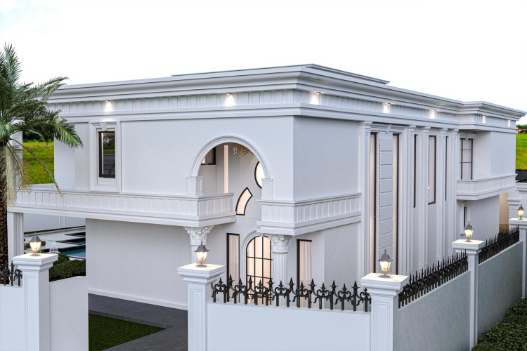 Luxury Polyurethane Villa Facade with Classical Decorative Designs <h2>Classical Elegance in Facade Design</h2><p>This villa exterior demonstrates how <strong>polyurethane</strong> elements can elevate classical architecture into a modern context. The clean white facade emphasizes contrast between linear geometry and decorative details, combining timeless design with resilient materials.</p><p>Fluted <strong>pilasters</strong> rhythmically divide the vertical lines, enhancing balance while guiding the eye toward large arched openings. The arches above entryways and windows reflect motifs that have been celebrated since the Greco-Roman era, when such geometric patterns symbolized strength and order. Ornamental capitals placed under cornices introduce a refined texture.</p><h2>Ornaments and Geometric Patterns</h2><p>The villa features horizontal cornices and moldings that create an impression of layered depth. Subtle decorative reliefs and paneled motifs on the facade bring dimension to the surface. The interplay between curved and straight lines—primarily with arches and rectangular windows—creates a strong architectural dialogue.</p><p>Additional visual highlights include a wrought iron fence with pointed motifs that contrast against the white polyurethane facade. This combination of <strong>decorative</strong> metals with structured moldings underscores the villa’s luxury statement.</p><h2>Historical Context</h2><p>Classical columns and decorative <strong>capitals</strong> were historically rooted in Greek and Roman traditions, particularly the Corinthian and Ionic styles. Drawing from this history, the villa design applies these elements in a modern material application, resulting in both durability and refined style.</p><h2>Modern Application</h2><p>Using <strong>polyurethane</strong> as the core decorative medium enhances resistance to weathering while maintaining lightweight adaptability. It allows for replication of detailed motifs that traditionally required stone carving. Thus, sustainable durability merges seamlessly with aesthetic refinement, bridging past and present through enduring design motifs.</p>

<p>This villa facade demonstrates how <strong>polyurethane</strong> can refine classical architecture with modern durability. The symmetrical composition is guided by strong <strong>geometric</strong> lines that emphasize harmony. Arched motifs add rhythm and depth to the facade. Classical pilasters balance vertical rhythm with clear proportion. Capitals beneath cornices enrich the ornamental vocabulary of the design. Molded reliefs create subtle patterns across the clean white surface. The wrought iron fence integrates with the architecture, providing secure elegance. Decorative motifs highlight timeless stylistic references from Greco-Roman traditions. This combination results in an exterior suitable for luxury living. Polyurethane ensures longevity of crafted details exposed to climates. The fusion of arch, line, and relief speaks to strong design continuity. The black metal fence contrasts effectively against white polyurethane. Classical elements resonate through a modern interpretation of proportion. The composition reflects both decorative and structural refinement. Overall, this project exemplifies harmony between history and innovation.</p>